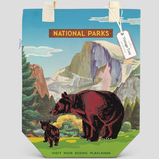 Cavallini Papers & Co - Vintage Totes - National Parks Bear Tote Bag