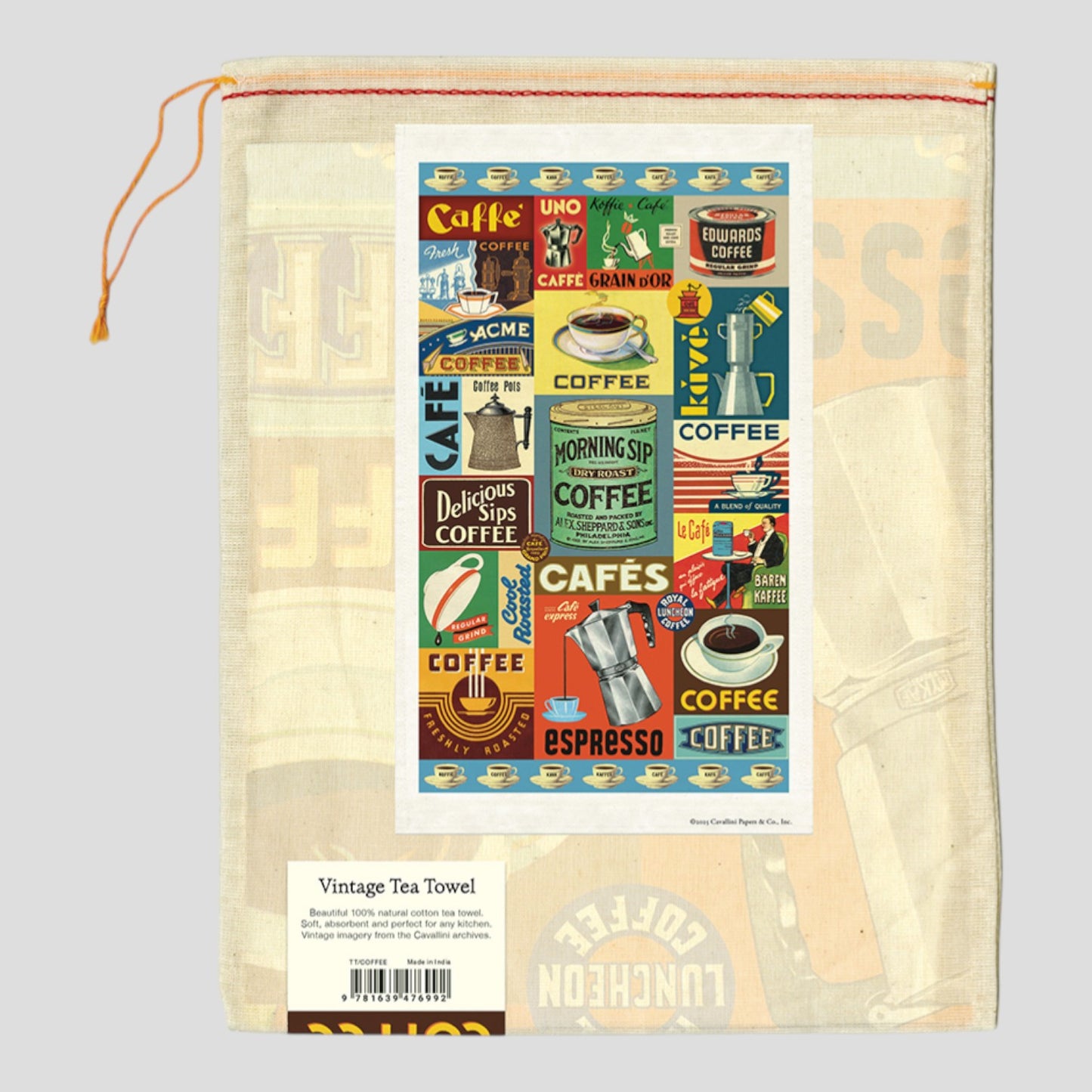 Cavallini Papers & Co - Vintage Tea Towel - Coffee Tea Towel