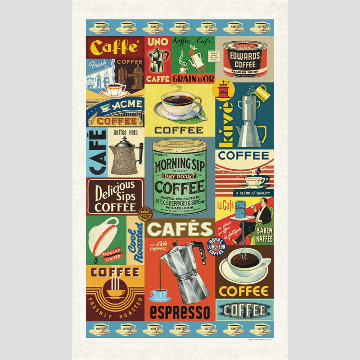 Cavallini Papers & Co - Vintage Tea Towel - Coffee Tea Towel