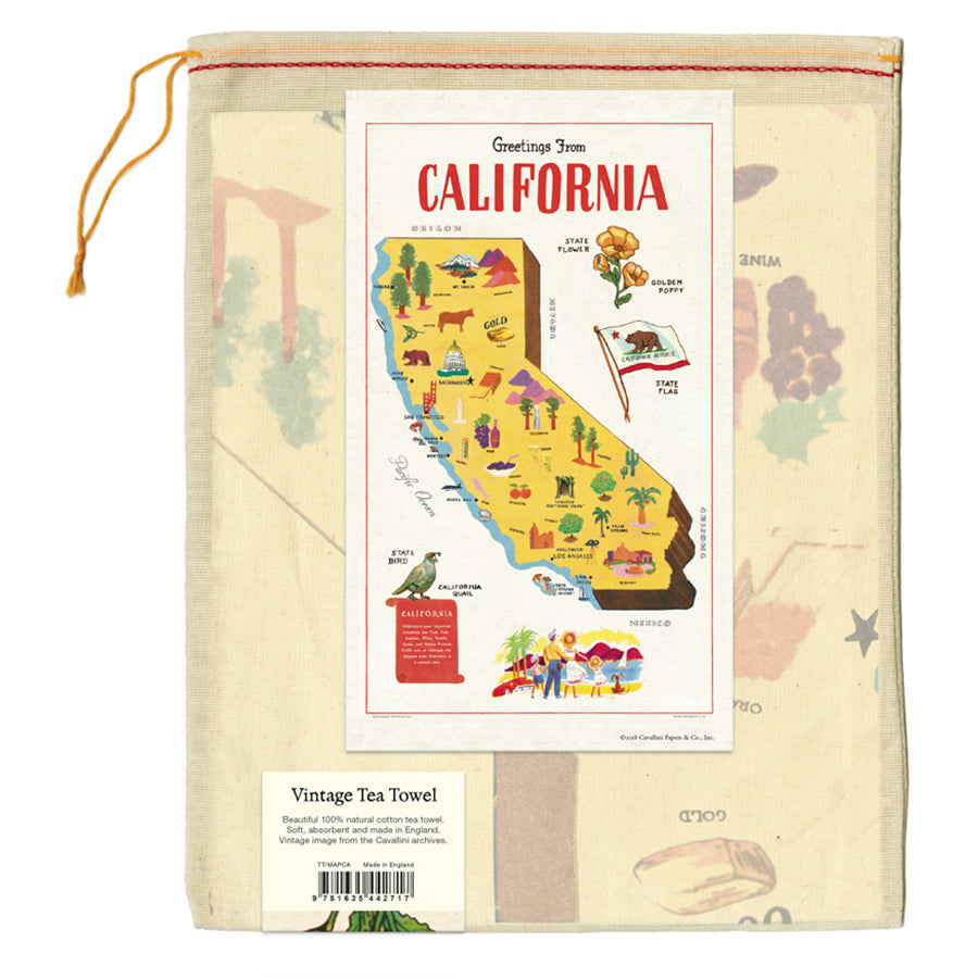 Cavallini Papers & Co. Vintage Tea Towel - California