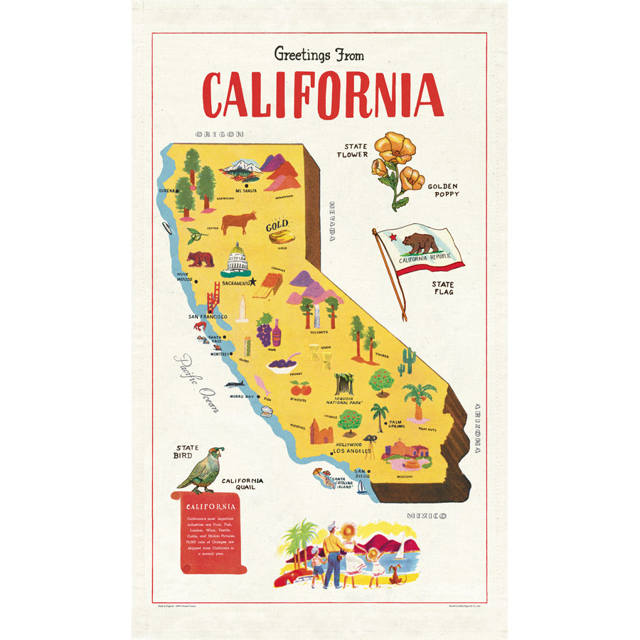 Cavallini Papers & Co. Vintage Tea Towel - California