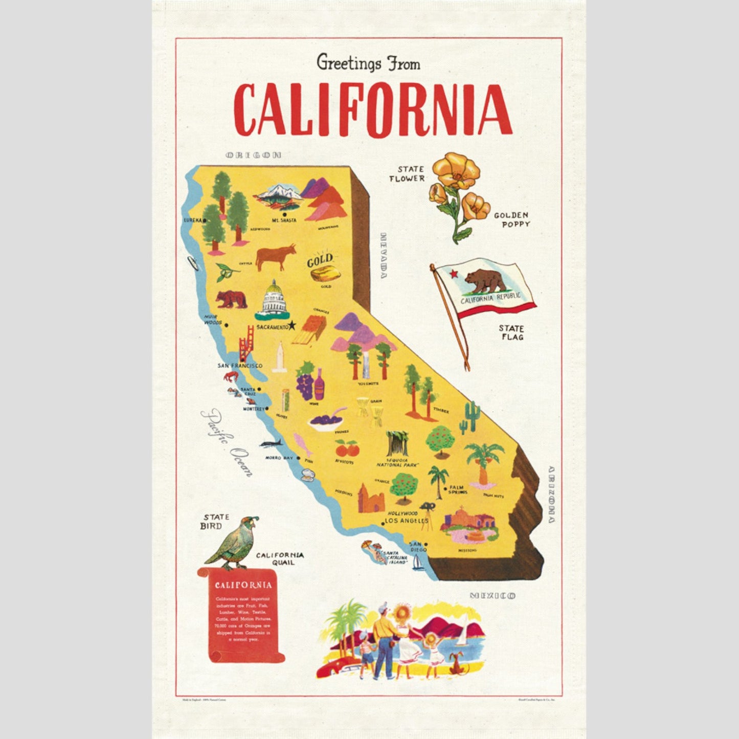 Cavallini Papers & Co - Vintage Tea Towel - California
